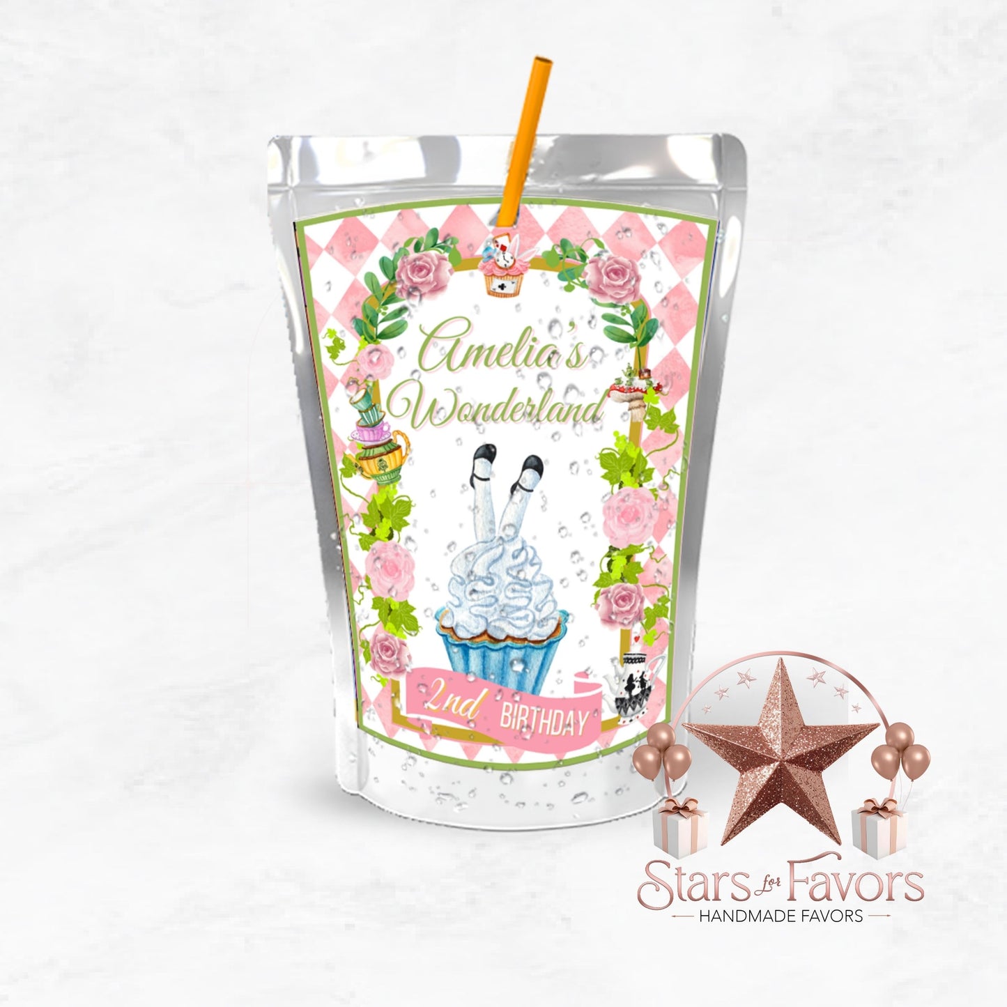 Alice in Wonderland Custom Juice Pouch