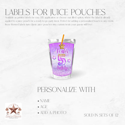 Purple Princess Foil Balloon Custom Juice Pouch