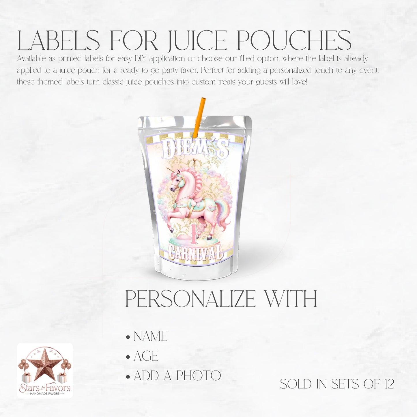 Pastel Carnival Juice Pouch Labels