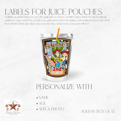 Toy Cowboy Roundup Juice Pouch Party Favors