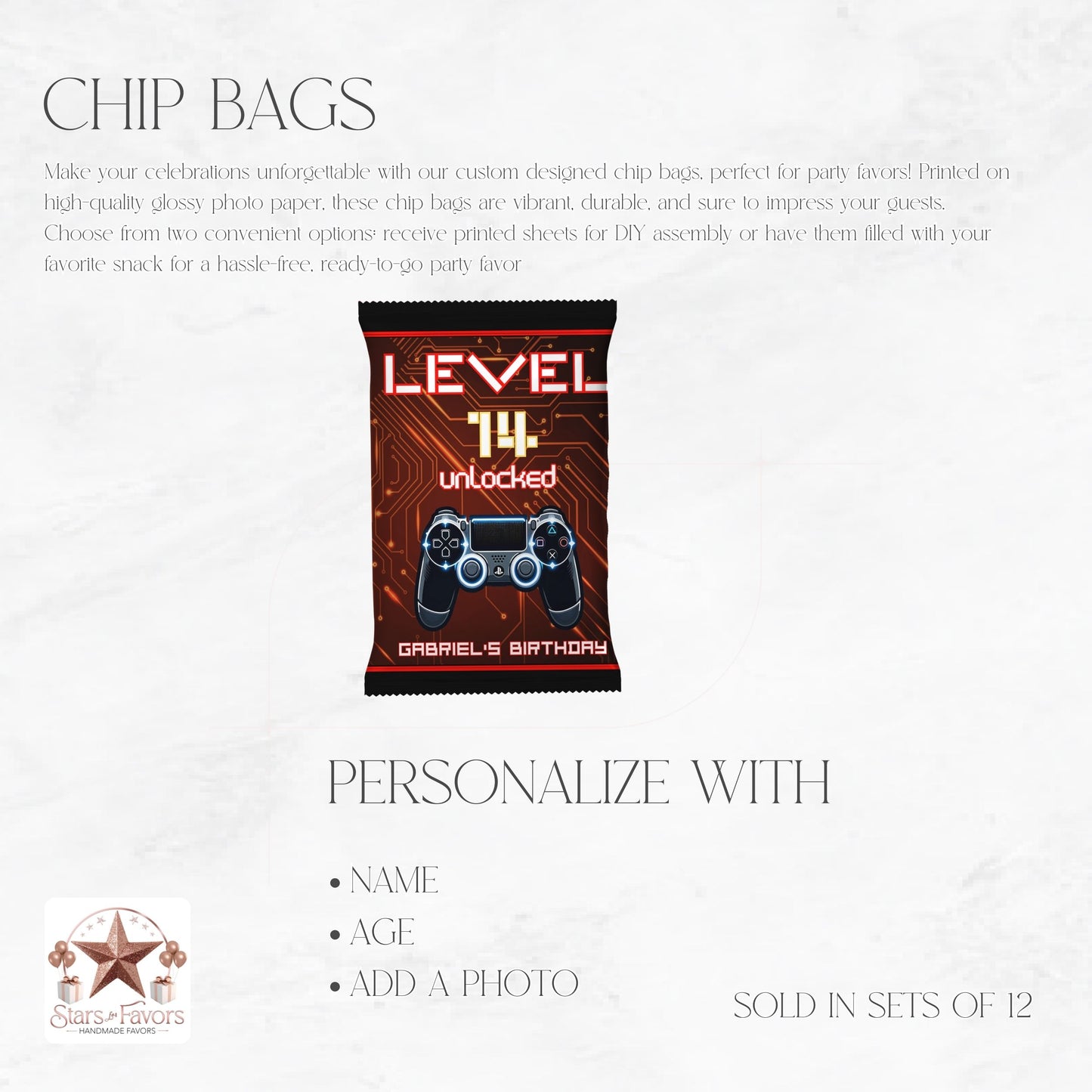 Level Unlocked Gamer Red Custom Chip Bags