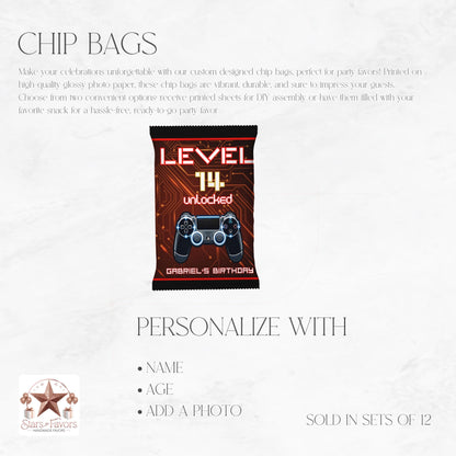 Level Unlocked Gamer Red Custom Chip Bags