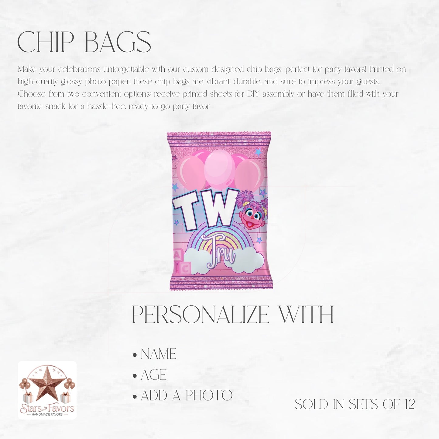 Abby Rainbow Sparkle Chip Bags