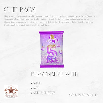 Purple Princess Foil Balloon Custom Chip Bags