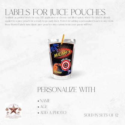 Nerf Ready Aim Fire Theme Custom Juice Pouches