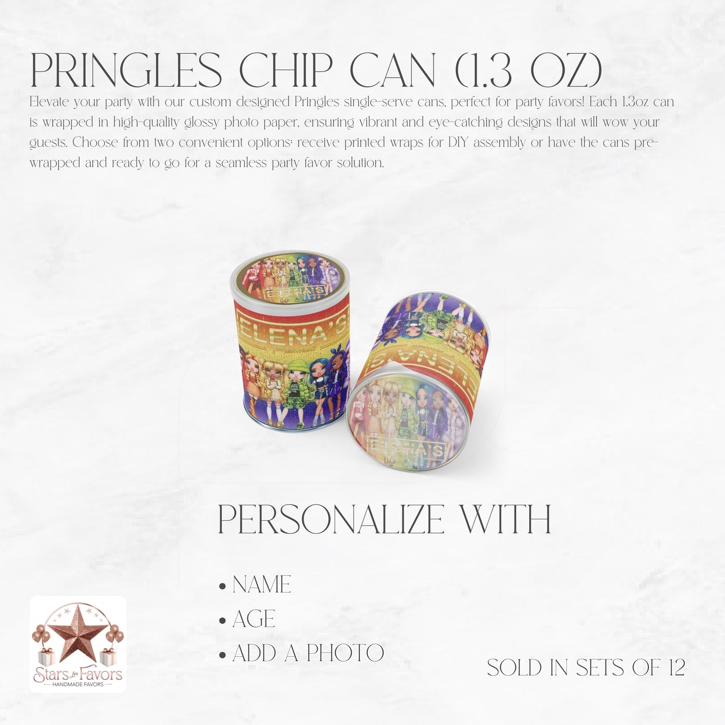 Rainbow High Dolls Themed Pringles Chip Can