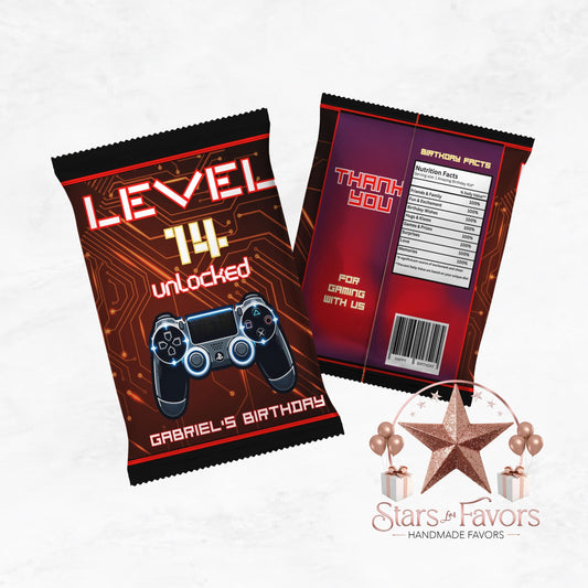 Level Unlocked Gamer Red Custom Chip Bags