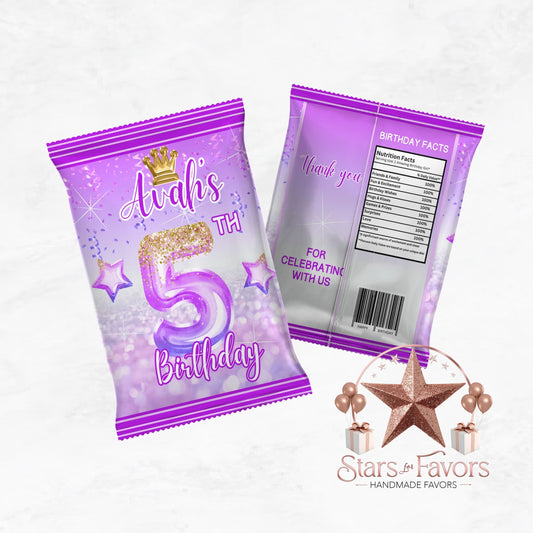 Purple Princess Foil Balloon Custom Chip Bags