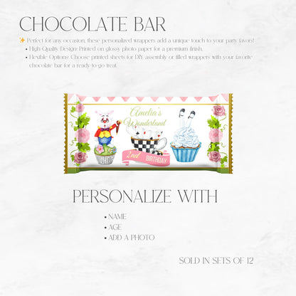 Alice In Wonderland Custom Chocolate Bar Wrapper