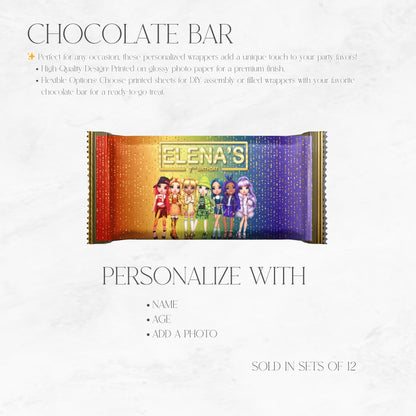 Rainbow High Dolls Chocolate Bar Party Favors