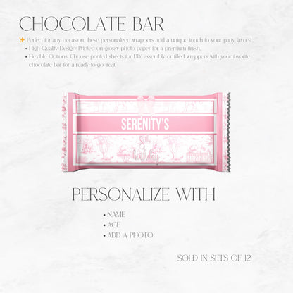 Toile Du Juoy Safari Pink Custom Chocolate Bar Wrapper