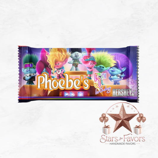 Trolls Band Together Chocolate Bar Favors