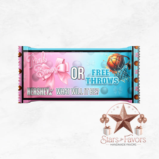 Pink Bows or Free Throws Chocolate Bar Favors