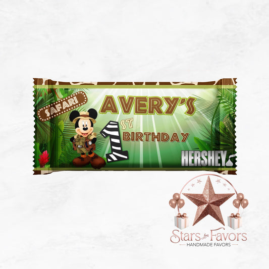 Safari Mickey Mouse Hershey Chocolate Bar Favors