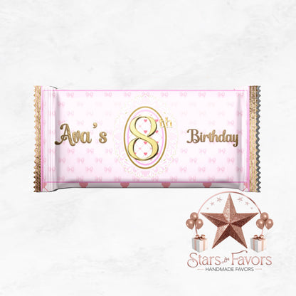 Pink Bows Hershey Chocolate Bar Wrappers