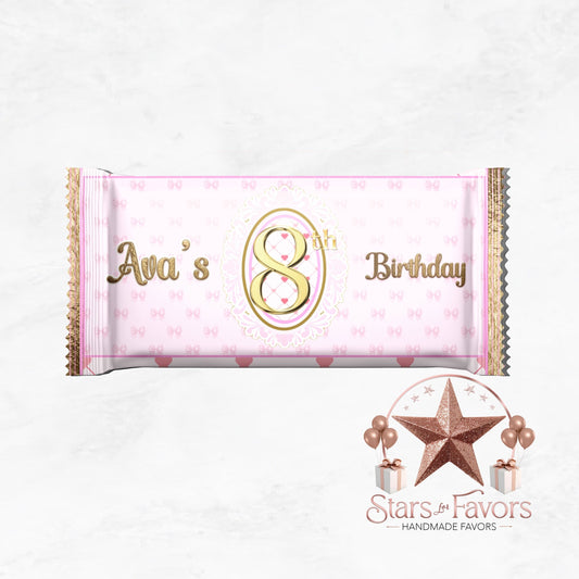 Pink Bows Hershey Chocolate Bar Wrappers