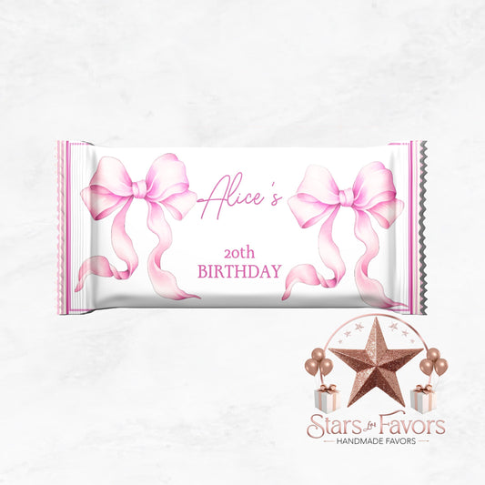 Coquette Pink Bow Chocolate Bar Favors