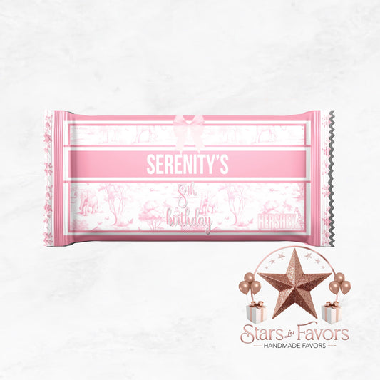 Toile Du Juoy Safari Pink Custom Chocolate Bar Wrapper