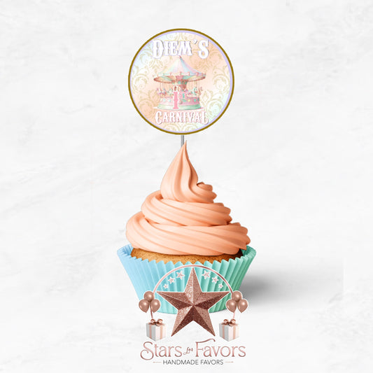 Pastel Carnival Cupcake Toppers