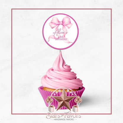 Coquette Bow Cupcake Toppers