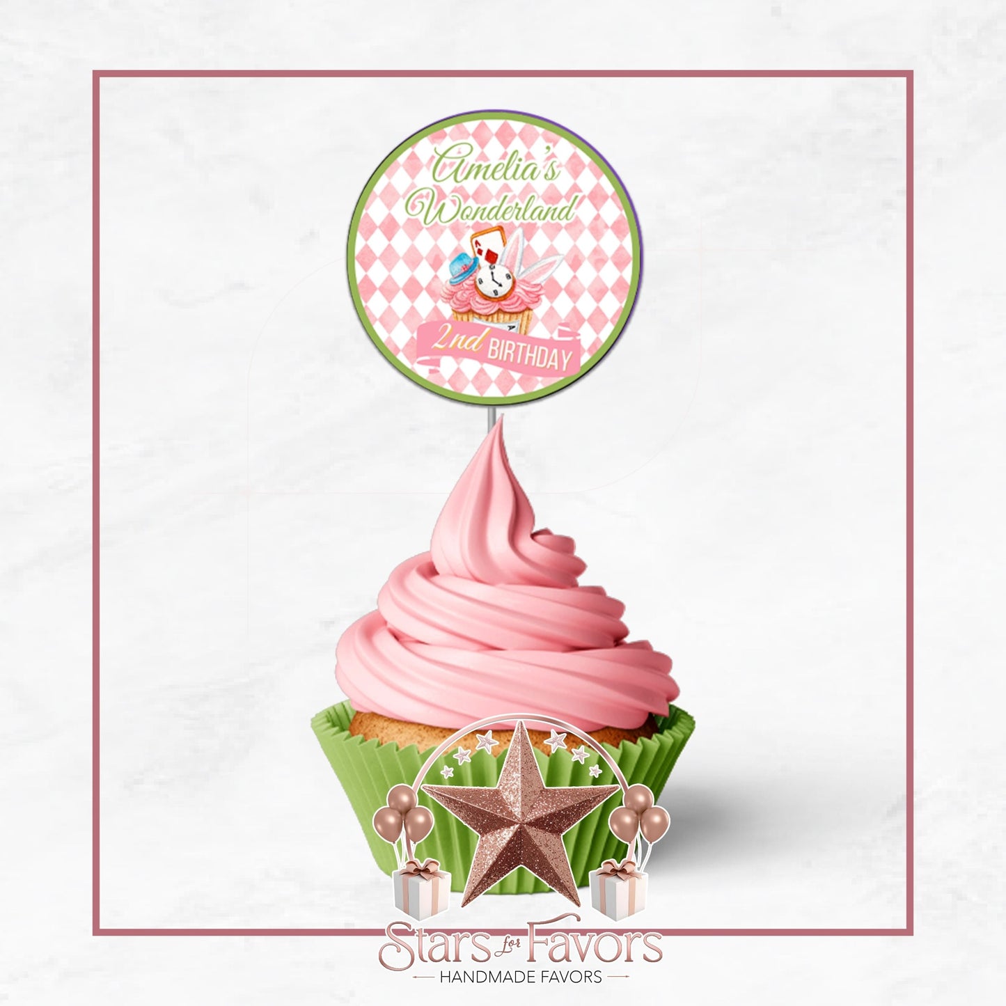 Alice In Wonderland Custom Cupcake toppers