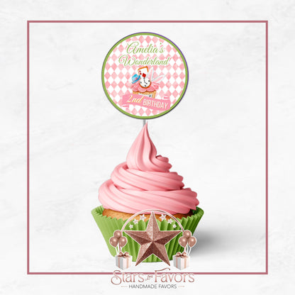 Alice In Wonderland Custom Cupcake toppers