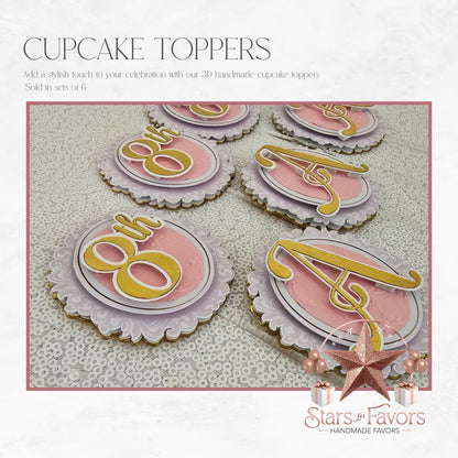Pink Bows Cupcake Toppers