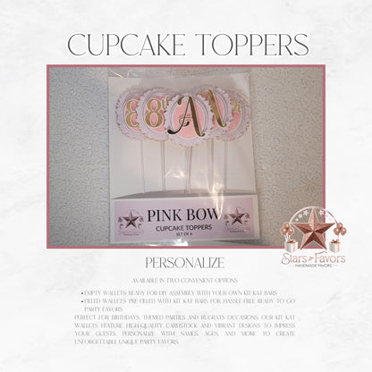Pink Bows Cupcake Toppers