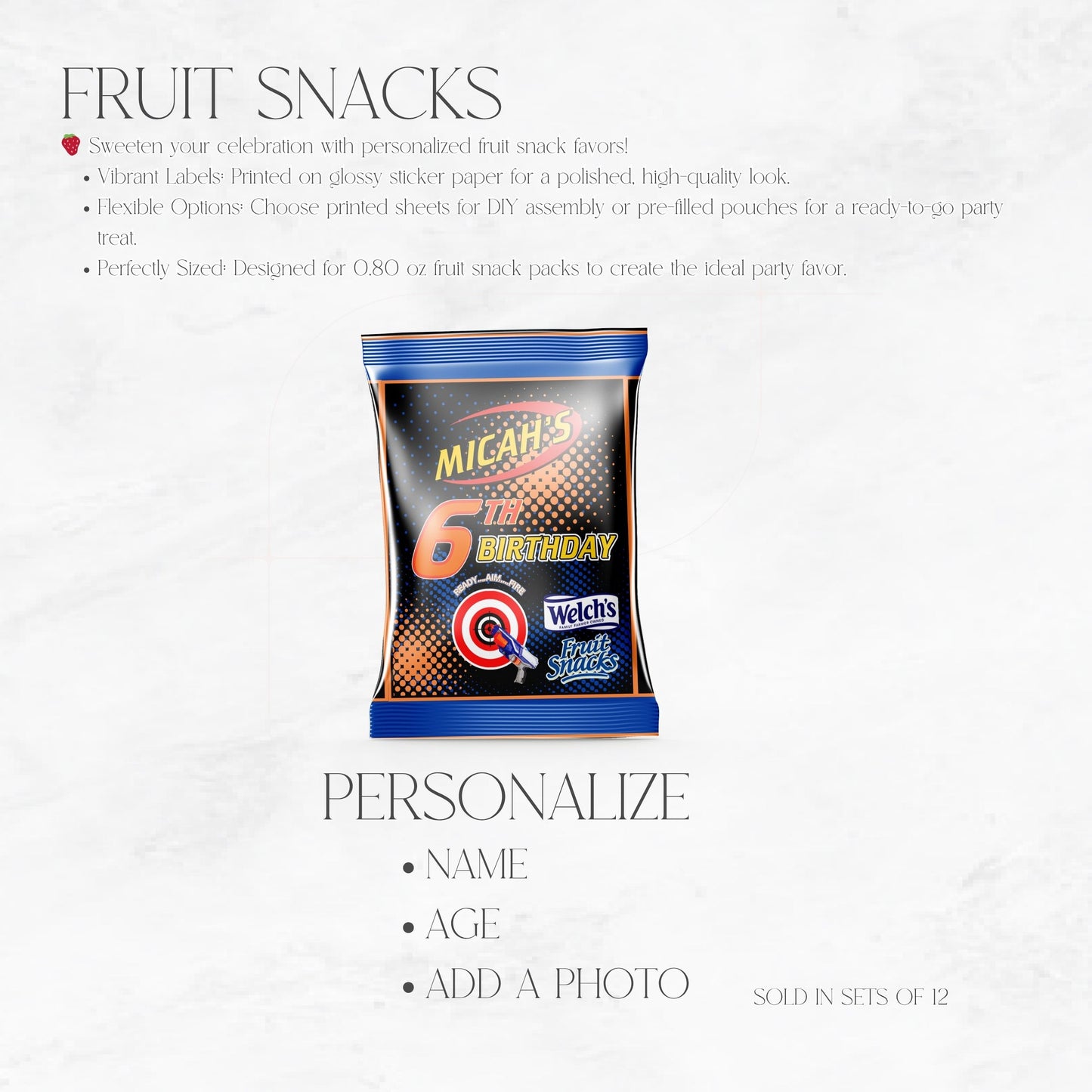 Nerf Ready Aim Fire Custom Fruit Snacks