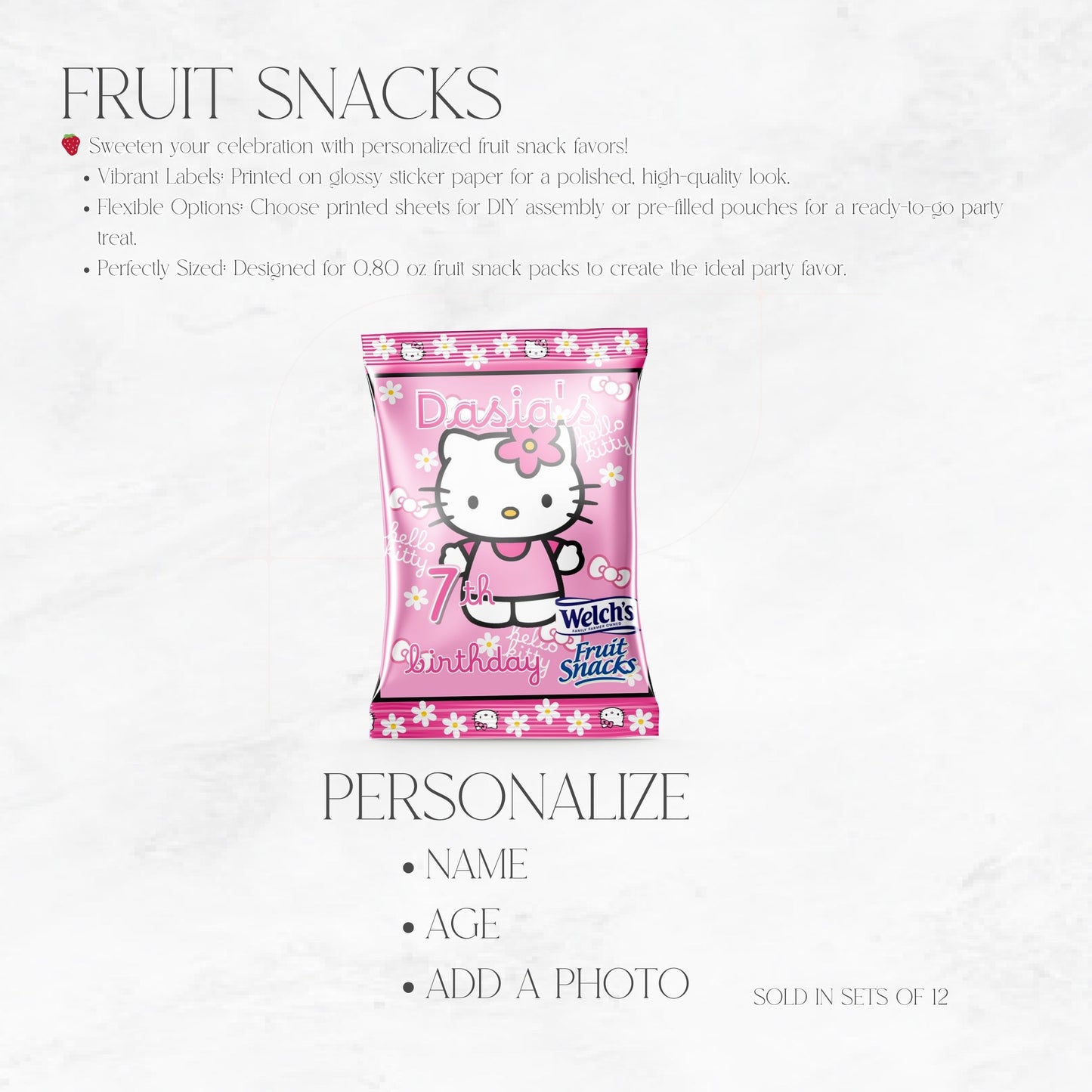 Kitty Personalized Fruit Snacks