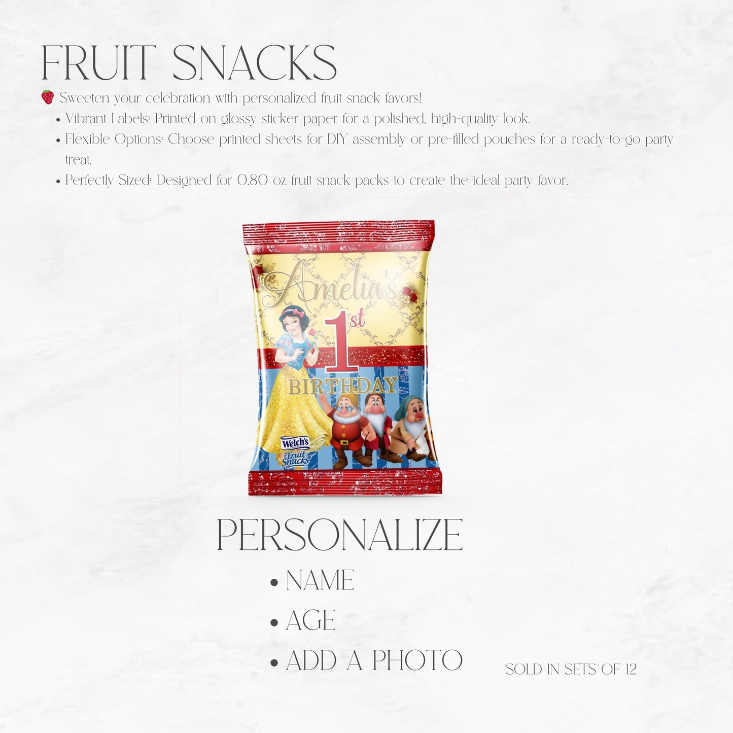 Snow White Custom Fruit Snacks
