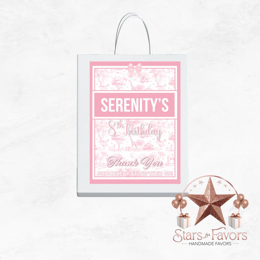 Toile Du Juoy Safari Pink Custom Gift Bags