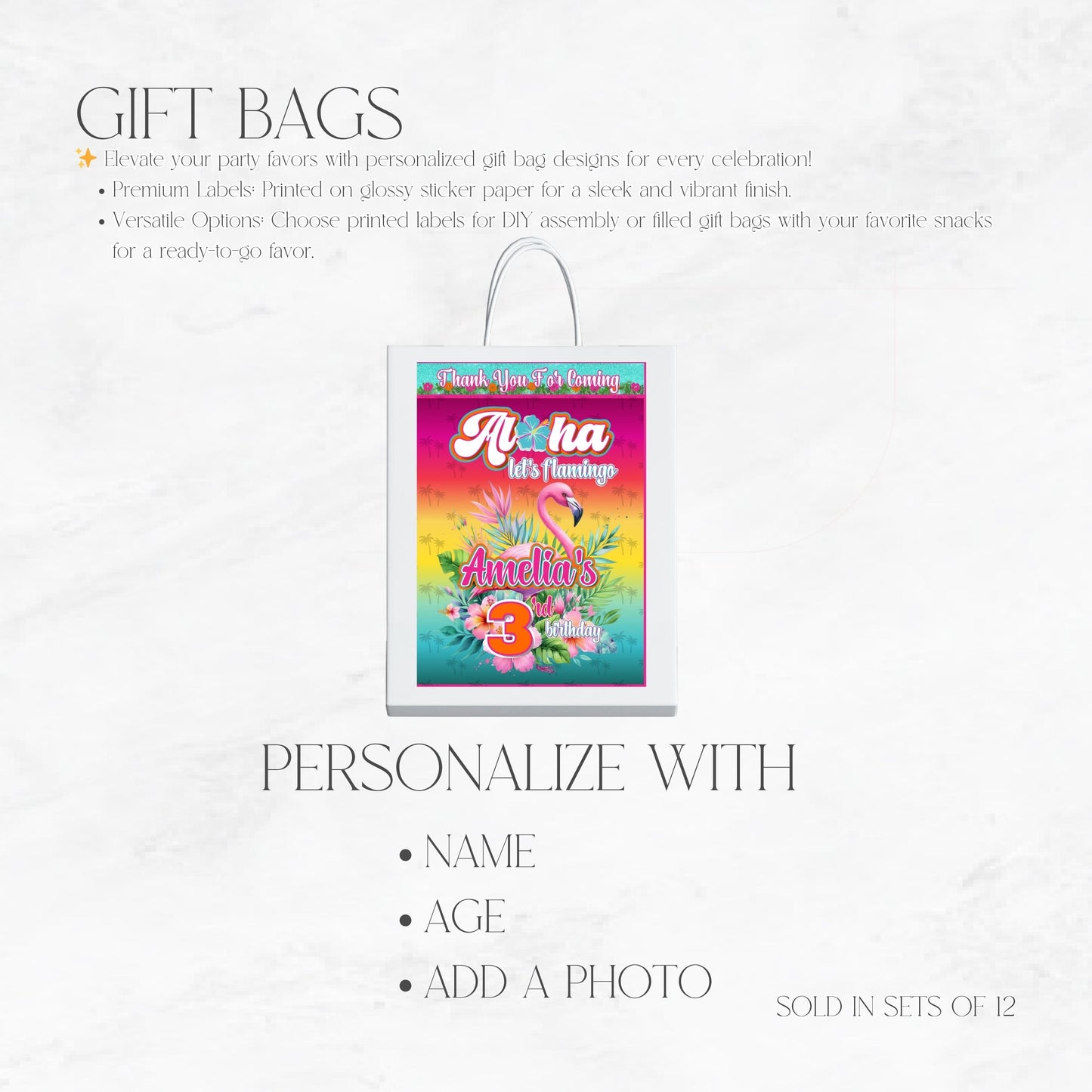 Aloha Let's Flamingo Custom Gift Bags