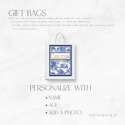 Toile De Juoy Classic Blue Custom Gift Bags