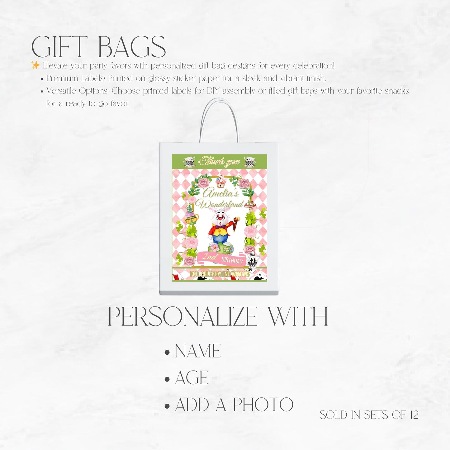 Alice In Wonderland Custom Gift Bags