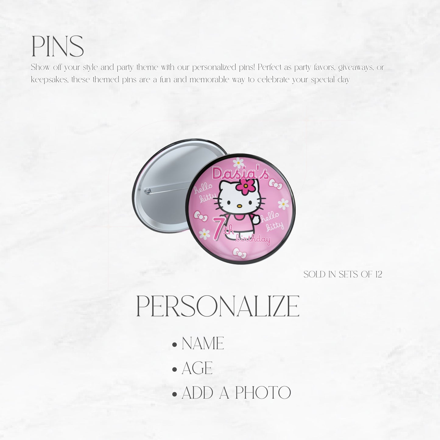 Kitty Personalized Pins