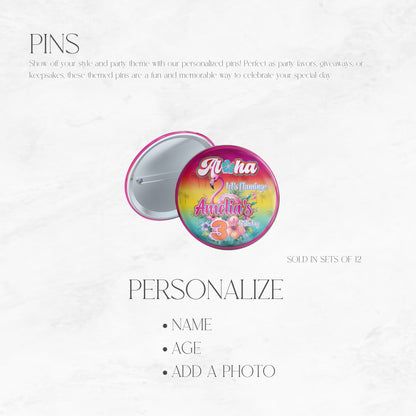 Aloha Let's Flamingo Custom Button Pins