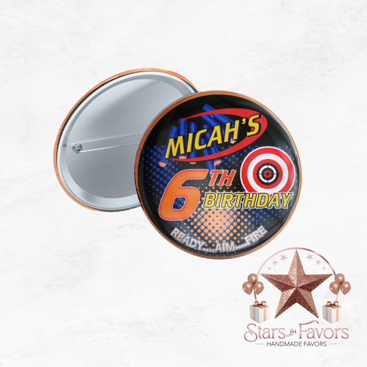 Nerf Ready Aim Fire Custom Birthday Pins