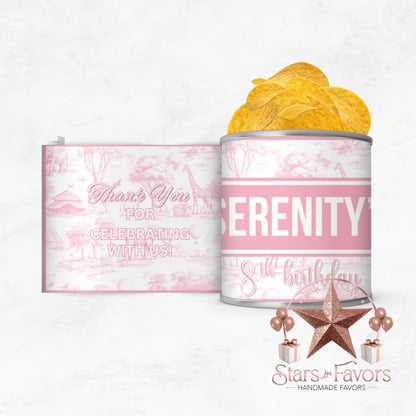 Toile Du Juoy Safari Pink Custom Pringles Chip Can