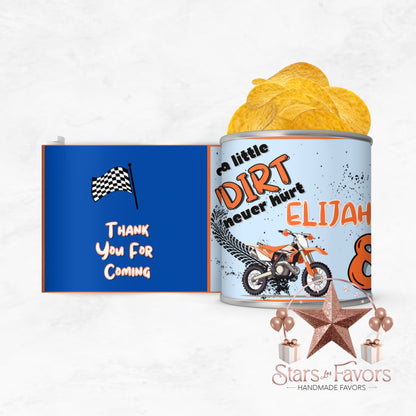 A Little Dirt Never Hurt Dirt Bike Pringles Can Party Favors