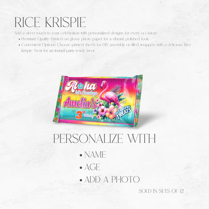 Aloha Let's Flamingo Custom Rice Krispie Treat