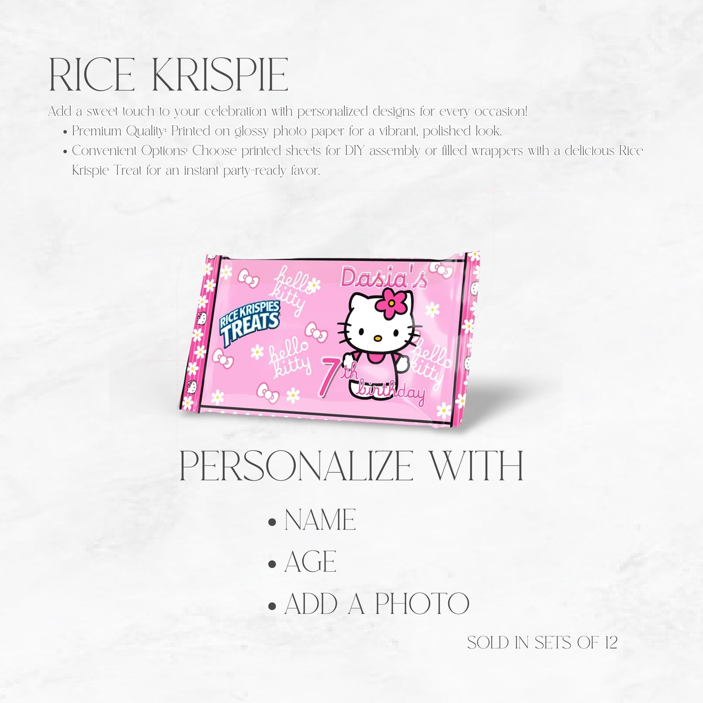 Kitty Personalized Rice Krispie Treats