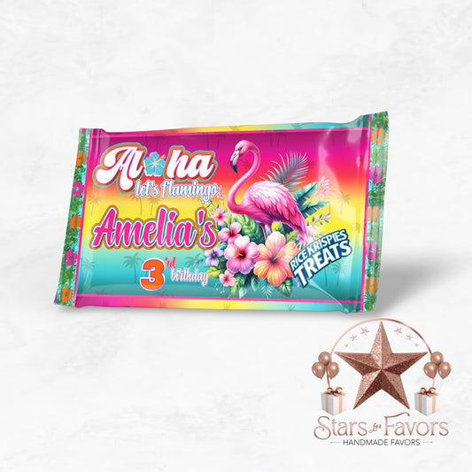 Aloha Let's Flamingo Custom Rice Krispie Treat