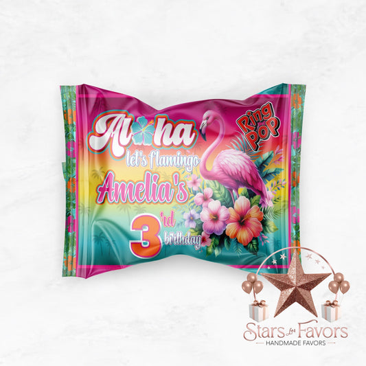 Aloha Let's Flamingo Custom Ring Pop