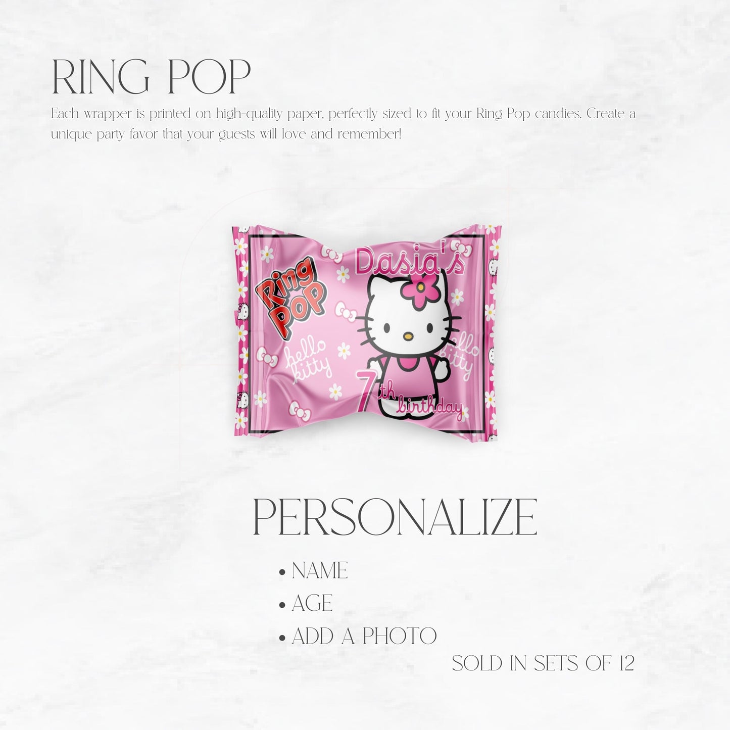 Kitty Personalized Ring Pop Wrapper