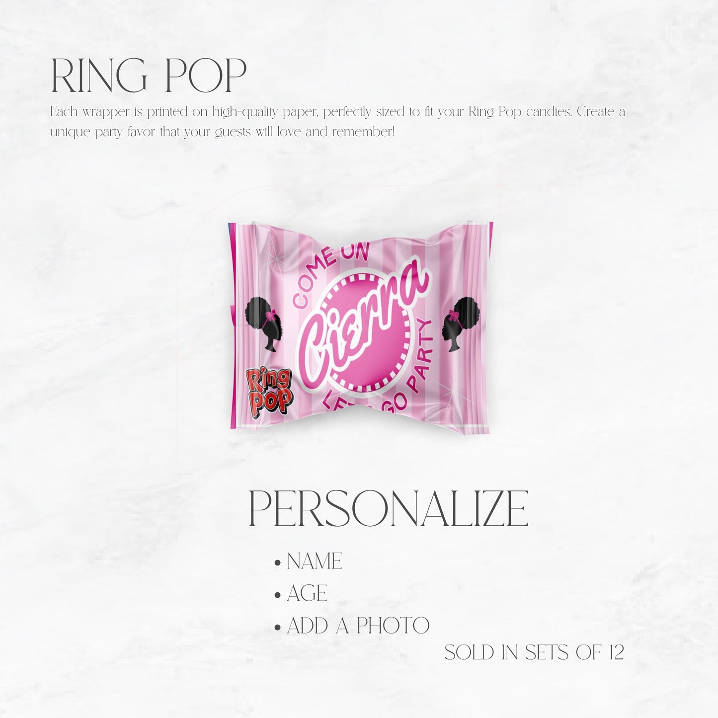 Come On Afro Barbie Ring Pops