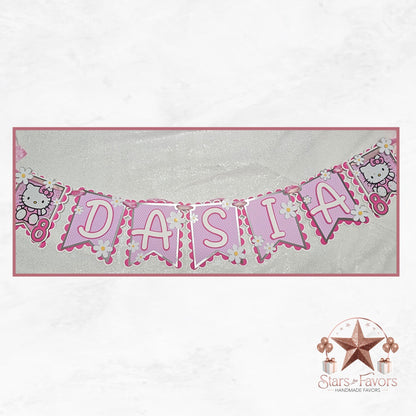 Custom Hello Kitty Birthday Banner with Shaker Ends