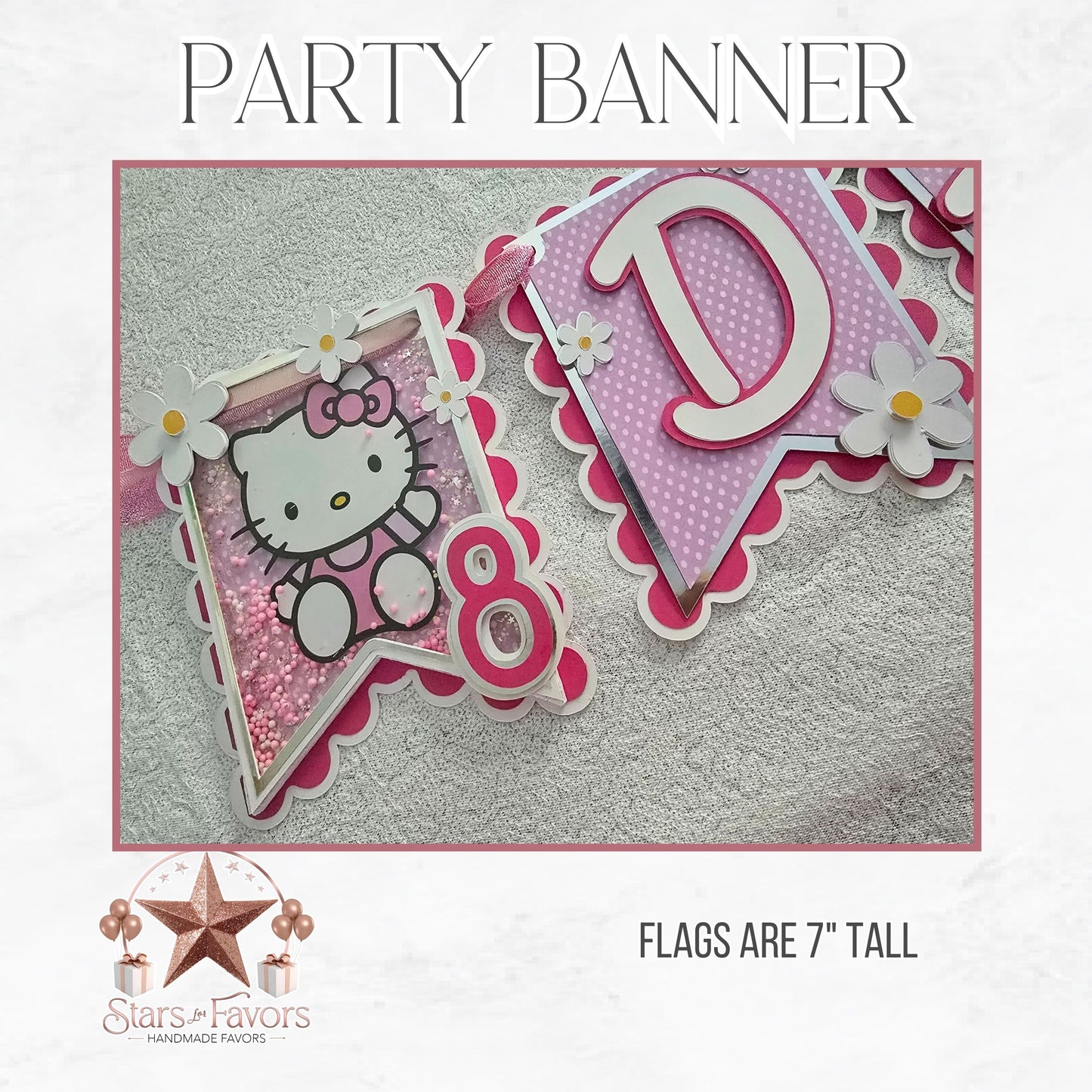 Custom Hello Kitty Birthday Banner with Shaker Ends