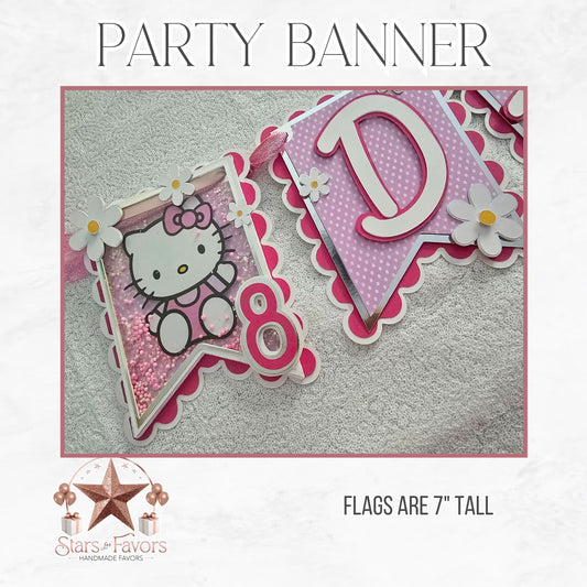Custom Hello Kitty Birthday Banner with Shaker Ends