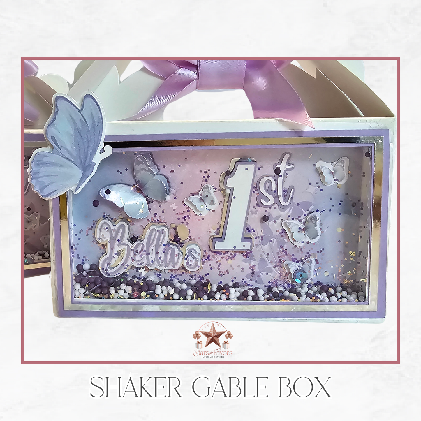 Butterfly Sparkle 3D Shaker Gable Box in Lavender & Silver